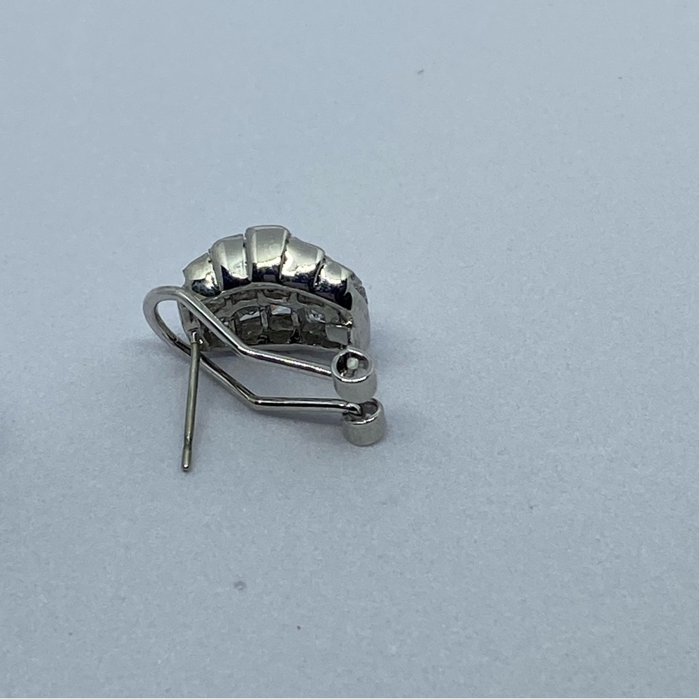 Silver tone CZ pierced earrings. - Picture 2 of 5